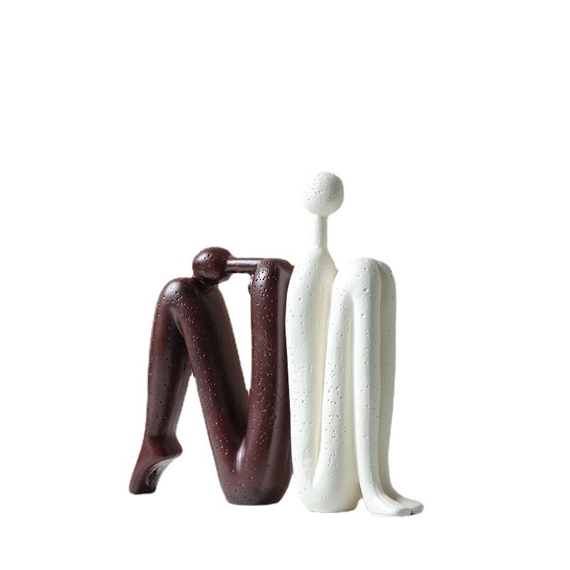 Back-to-back Stickman Sculpture Ceramic Crafts Ornaments
