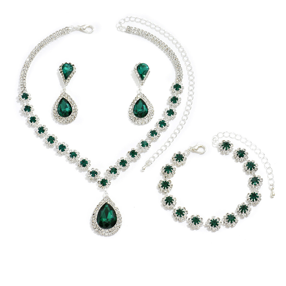 Bridal Jewelry Set & Necklace, Earrings, Bracelet Three-Piece Set