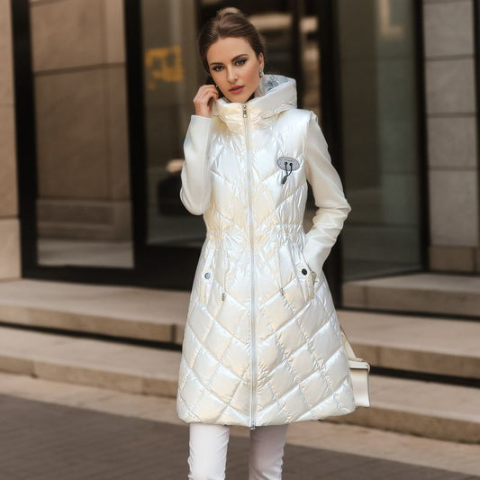 Glossy Cotton-padded Coat Vest Mid-length Women's Thickened Coat
