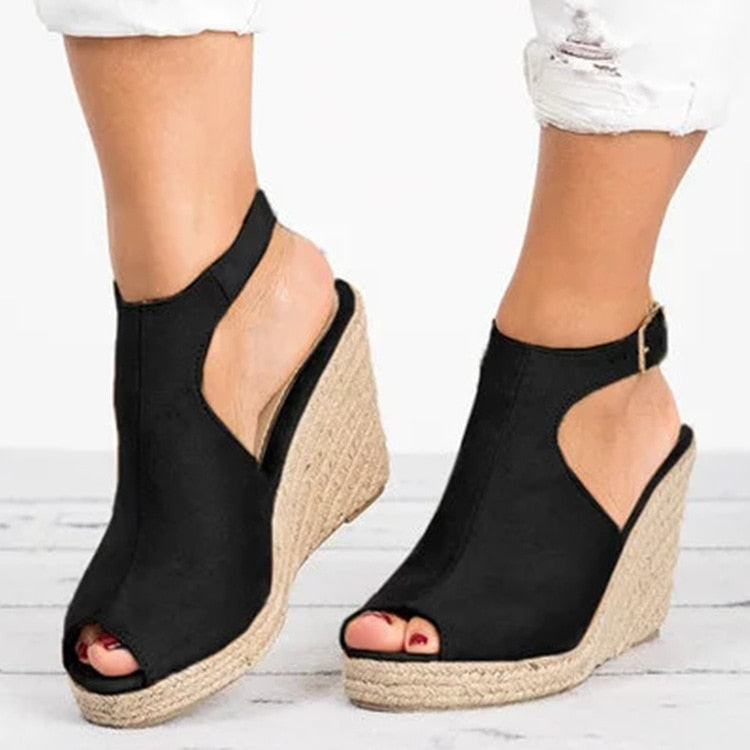 Heeled Sandals for Women Summer 2023 Espadrilles Women Sandals Comfort Buckle Strap Platform Shoes for Women New Sandalias Heels