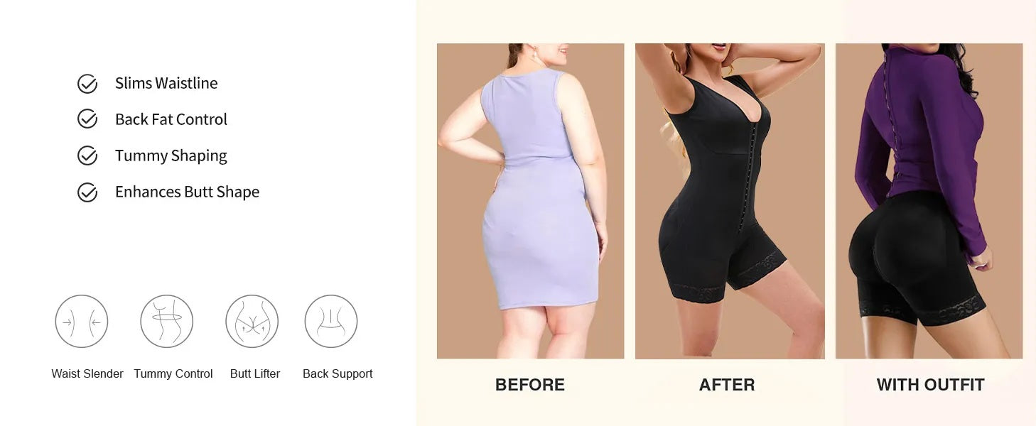 Women's Full Body Compression Shapewear Bodysuit – Tummy Control, Butt Lift & Body Sculpting
