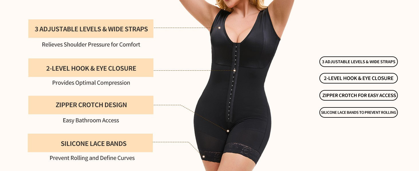 Women's Full Body Compression Shapewear Bodysuit – Tummy Control, Butt Lift & Body Sculpting