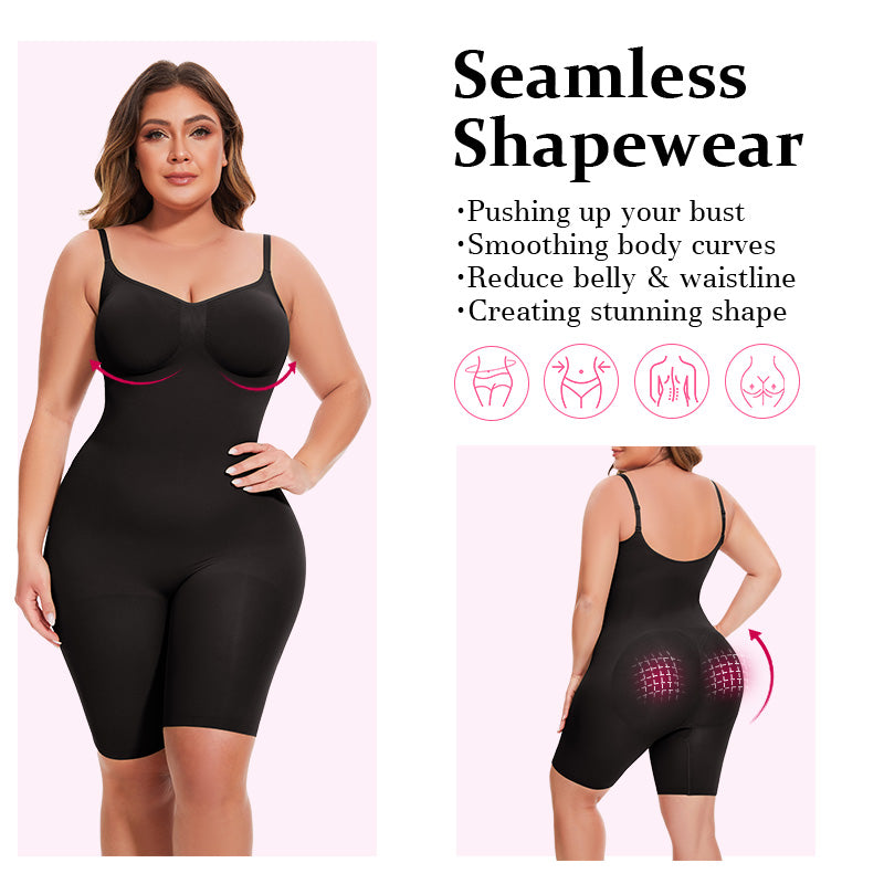 Women's Seamless Full Body Shapewear Bodysuit – Tummy Control, Butt Lift & Mid-Thigh Compression