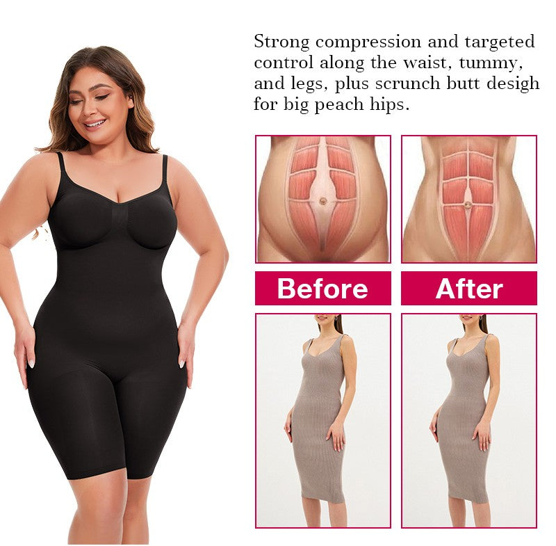 Women's Seamless Full Body Shapewear Bodysuit – Tummy Control, Butt Lift & Mid-Thigh Compression