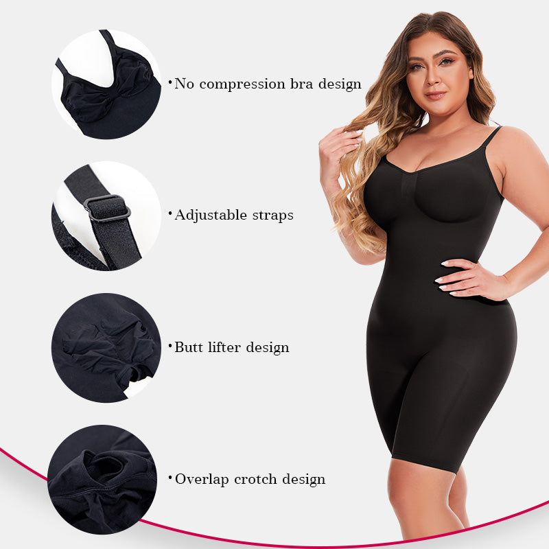 Women's Seamless Full Body Shapewear Bodysuit – Tummy Control, Butt Lift & Mid-Thigh Compression