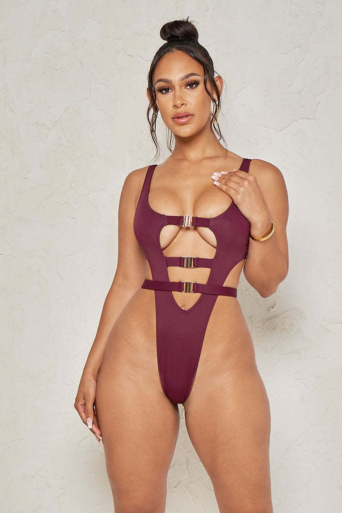 Hollow Binding Multicolor One-piece Lady