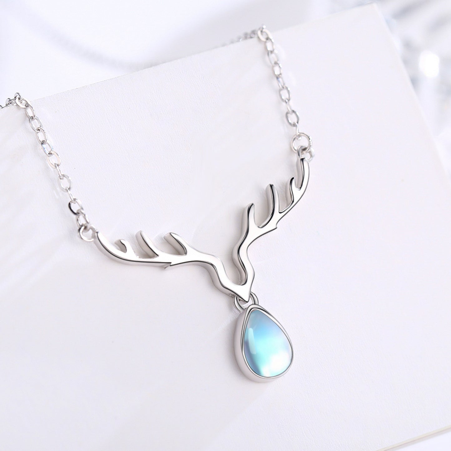 925 sterling silver deer antler necklace