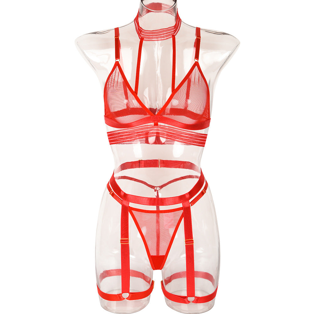 Women's Fashionable See-through Comfortable Halter Three-piece Set