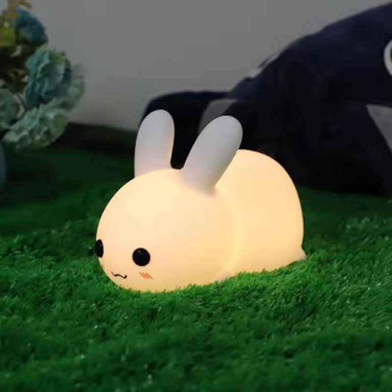 Rabbit LED Night Light Silicone Animal Cartoon Dimmable Lamp USB Rechargeable For Children Kids Baby Gift Bedside Bedroom