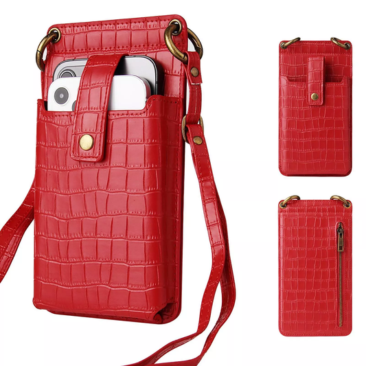 Women’s Leather Phone & Card Bag - Small Wallet Pouch Shoulder Bag