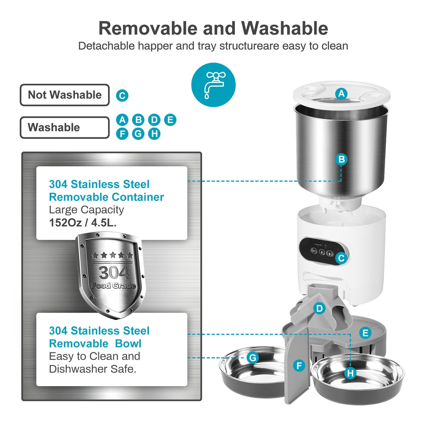 Feeder with Timer Recording 45L Double Meal for Dogs and Cats