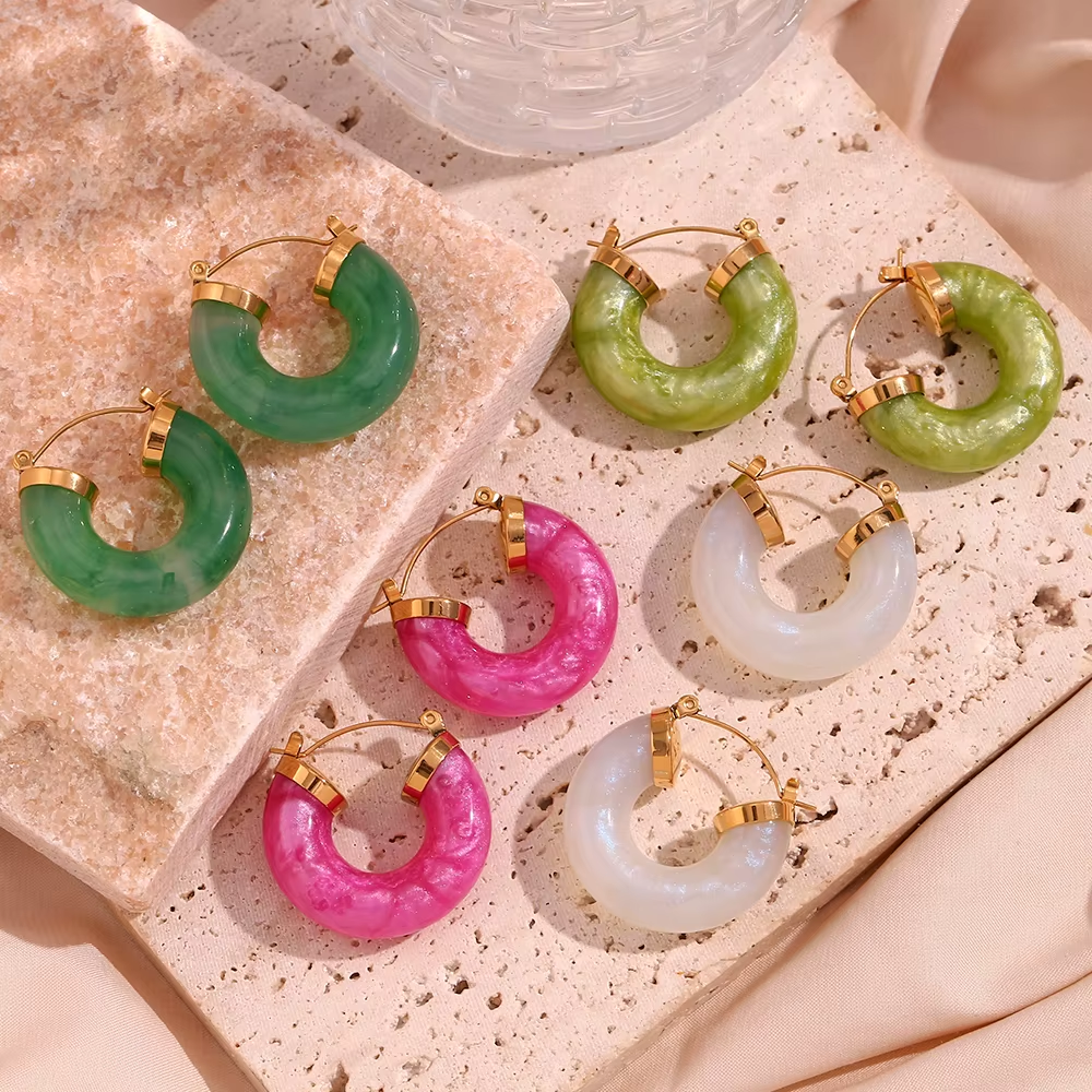 Acrylic Tube C- Shaped Earrings