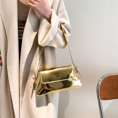 Women’s Patent Leather Shoulder Bag - Small Shiny Armpit Bag
