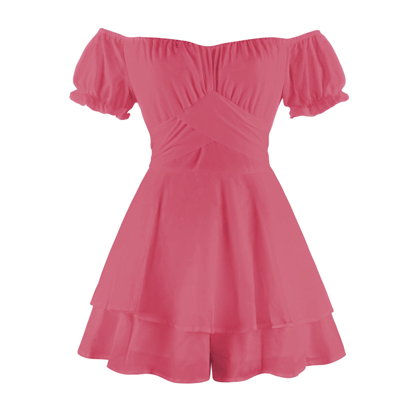 Women's Solid Color Ruffle Dress