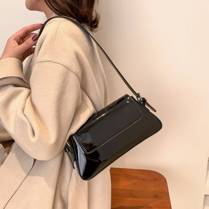 Women’s Patent Leather Shoulder Bag - Small Shiny Armpit Bag