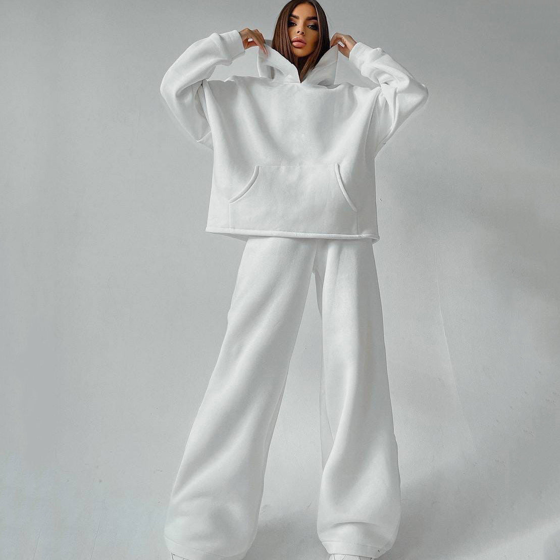 Women's Hoodie Sweatshirt and Wide-Leg Pants Set & hooded tracksuit set