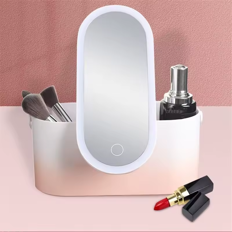 Portable Makeup Case - LED Lighted Mirror Travel Organizer Box