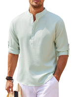 Men’s Beach Henley Shirt, Men’s Summer Casual Shirt