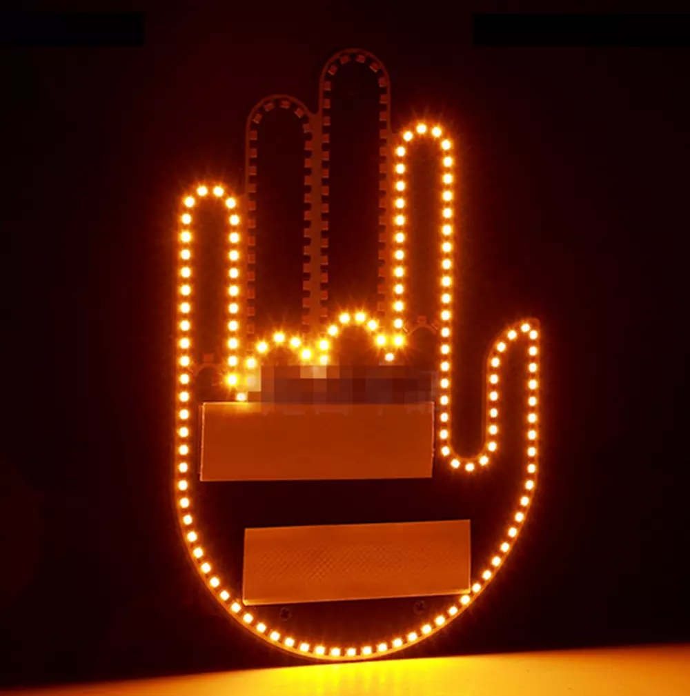 Car Finger Lights - Warning Lamp & Funny LED Hand Signal Lights