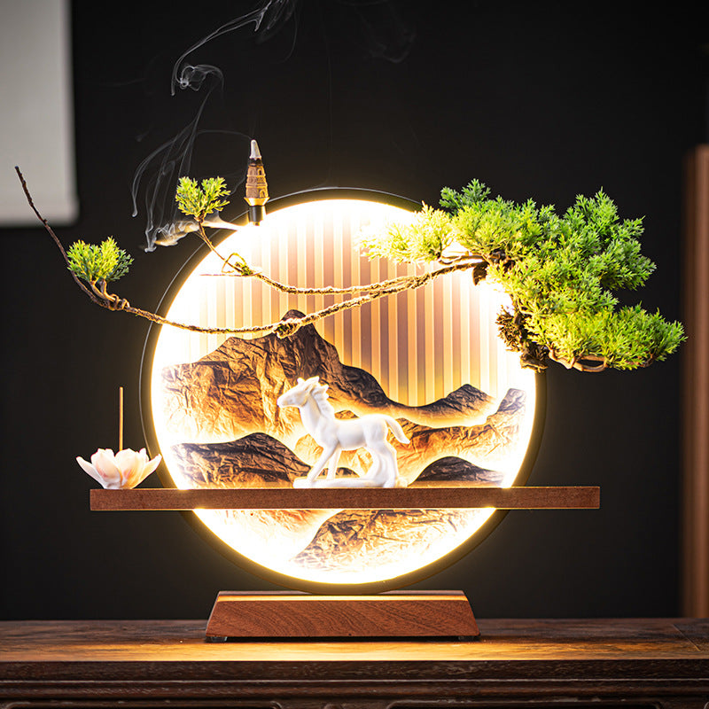 Lamp Circle Backflow Incense Ceramic Horse Ornament
