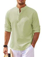 Men’s Beach Henley Shirt, Men’s Summer Casual Shirt