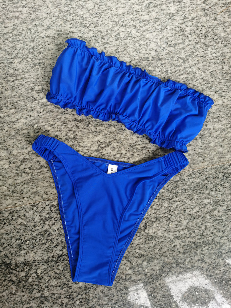 New Split Pleated Bikini Women