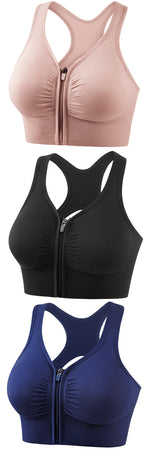 Women’s Front Zip Sports Bra, Women’s Racerback Sports Bra