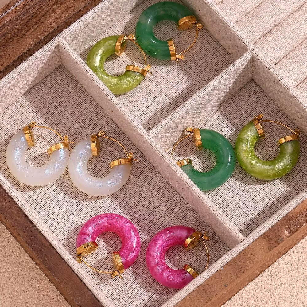 Acrylic Tube C- Shaped Earrings