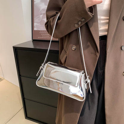 Women’s Patent Leather Shoulder Bag - Small Shiny Armpit Bag