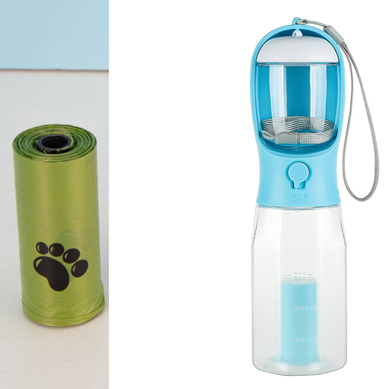 3-in-1 Portable Pet Water Bottle, Food Feeder, and Poop Dispenser - Leak-Proof Multifunctional Dog Water Bottle