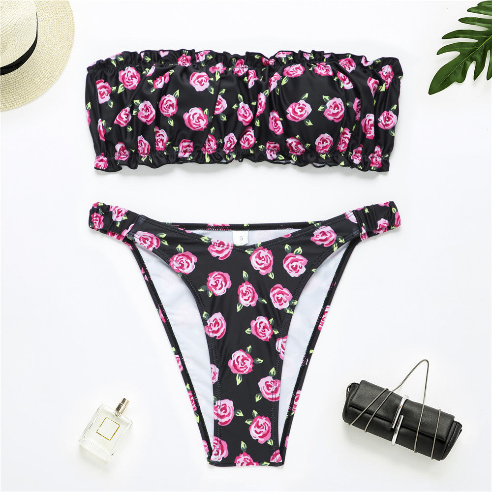 New Split Pleated Bikini Women