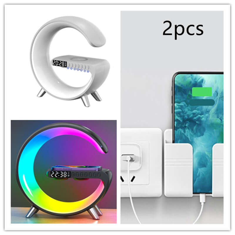 2024 New Intelligent G Shaped LED Lamp Bluetooth Speake Wireless Charger Atmosphere Lamp App Control For Bedroom Home Decor