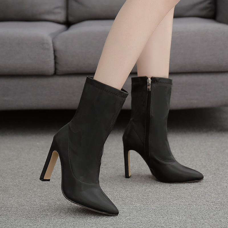 women's high heel pointed toe Sock Boots & women's short sock boots