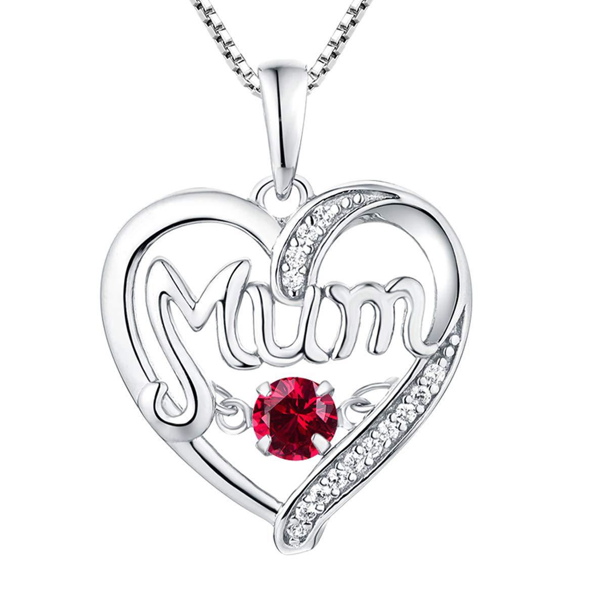 S925 Silver Sequin Heart Necklace & Mother’s Day Gift with Birthstone