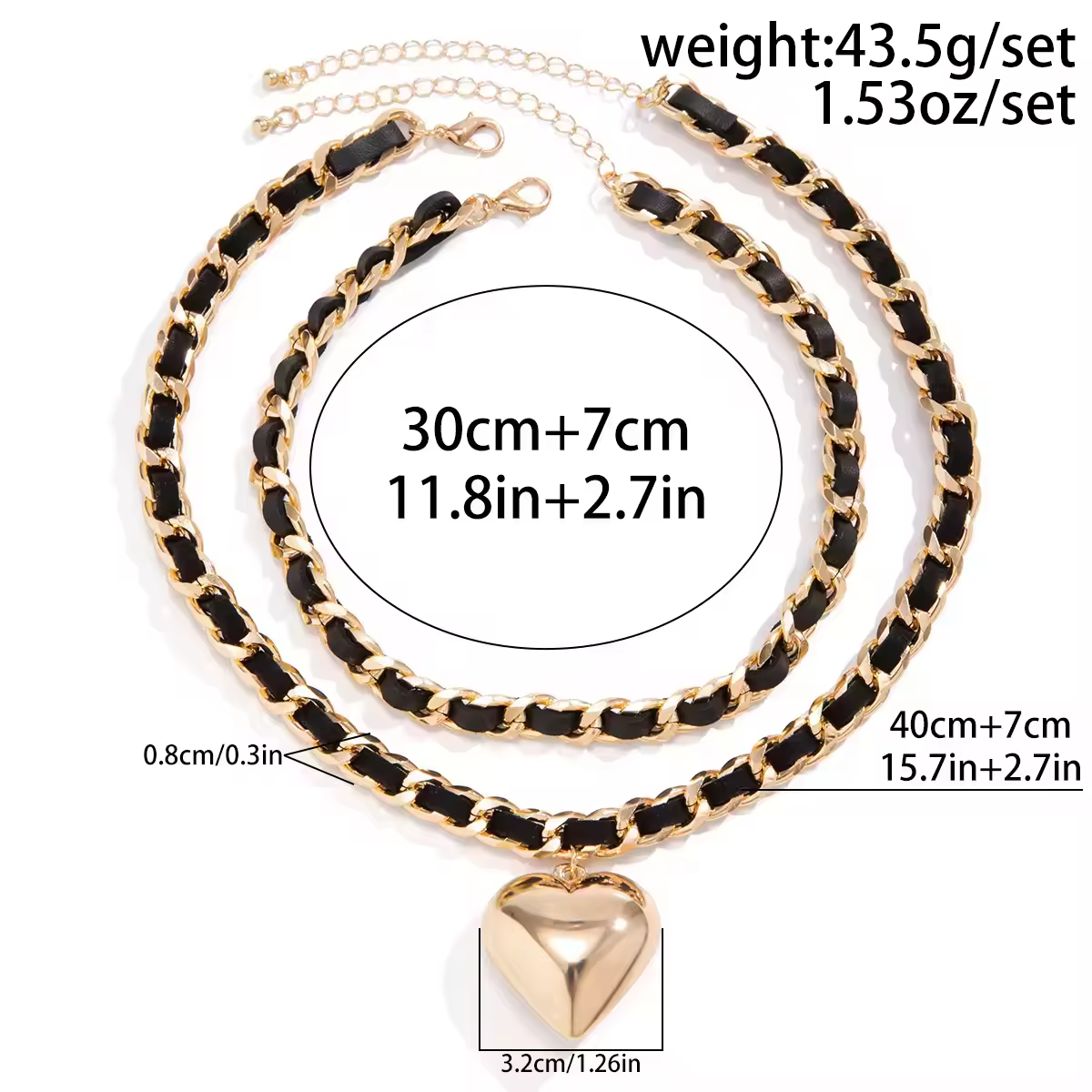 Women's double layer chain punk style necklace