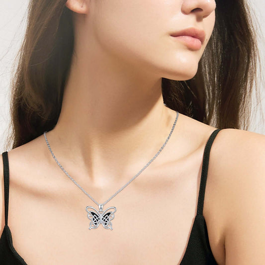 925 Sterling Silver Celtic Butterfly Necklace