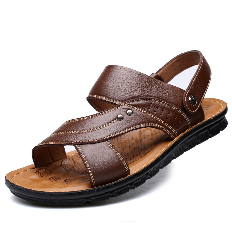 Men Sandals Summer Beach Shoes Adjustable Back Strap Design Slippers Slides kocsend.com