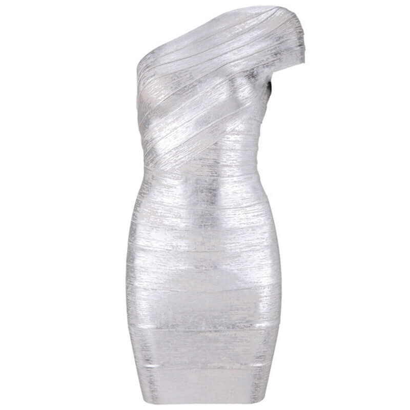 Bronzing Off-shoulder Evening Dress Bandage One-piece Dress