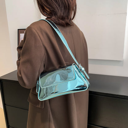 Women’s Patent Leather Shoulder Bag - Small Shiny Armpit Bag