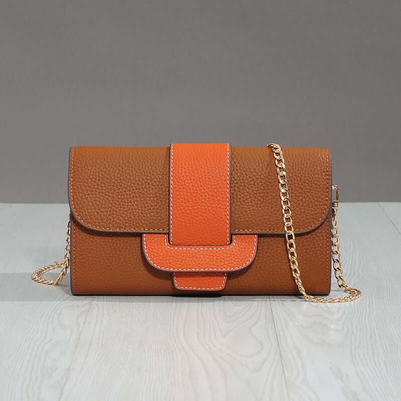 Cowhide Lychee Pattern Shoulder Bag Clutch Diagonal Simple Fashion