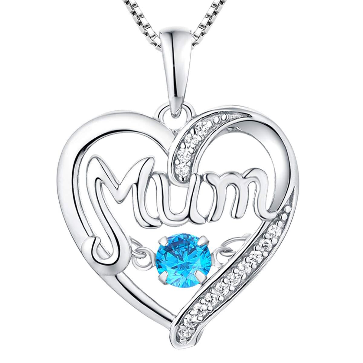 S925 Silver Sequin Heart Necklace & Mother’s Day Gift with Birthstone