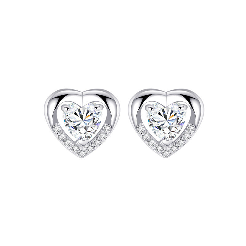 Women's Silver Heart Shaped Earrings