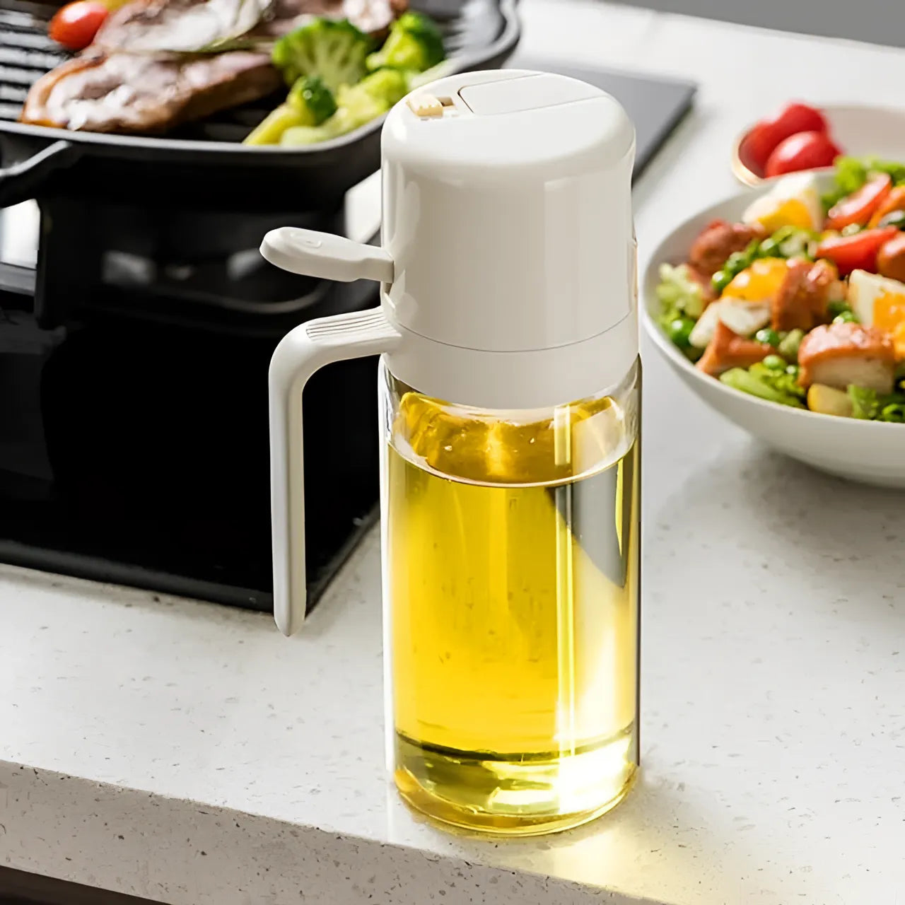 Glass Oil Spray Bottle, 2 in 1 Oil Spray Bottle, Cooking Oil Dispenser