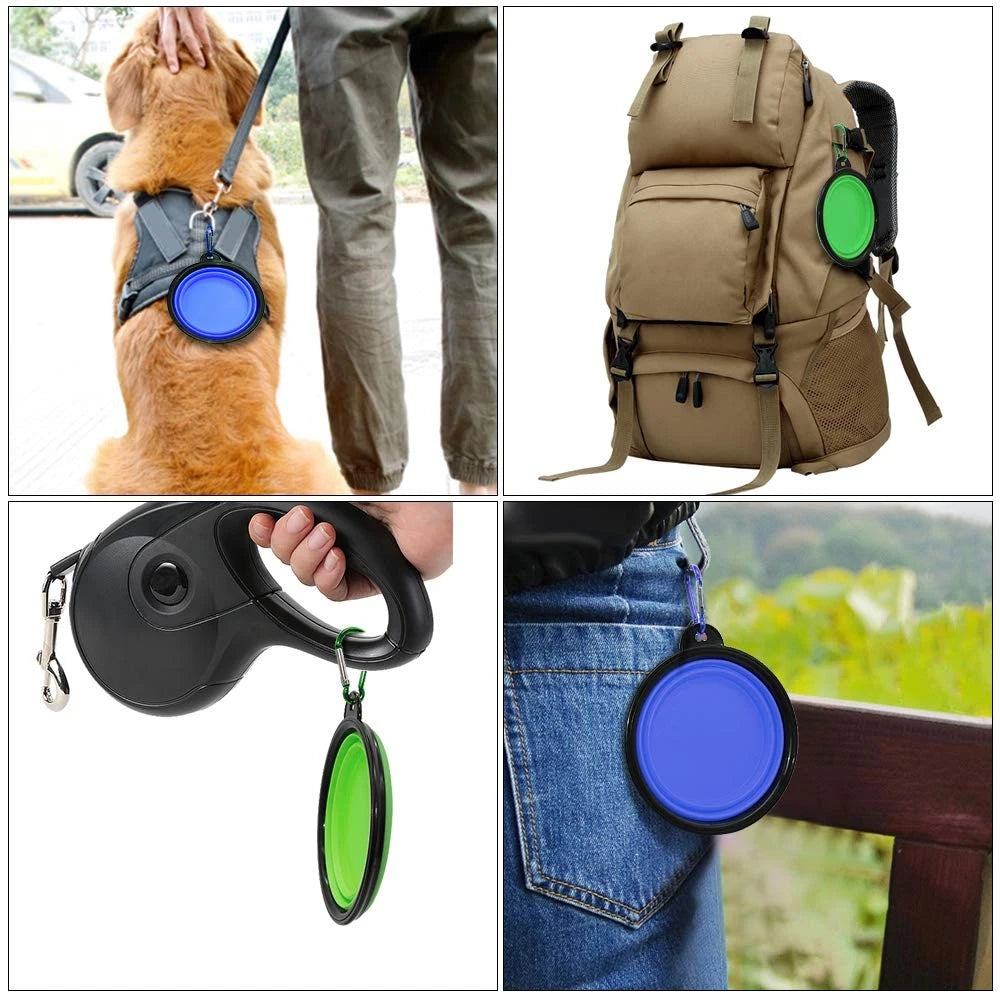 Collapsible Pet Bowls for Travel – 2 Pack Portable Dog & Cat Food & Water Bowls with Carabiners