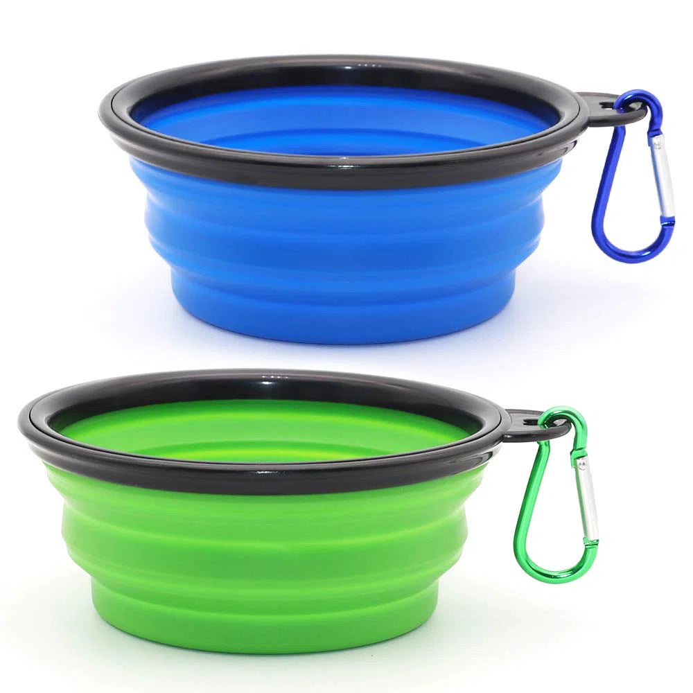 Collapsible Pet Bowls for Travel – 2 Pack Portable Dog & Cat Food & Water Bowls with Carabiners